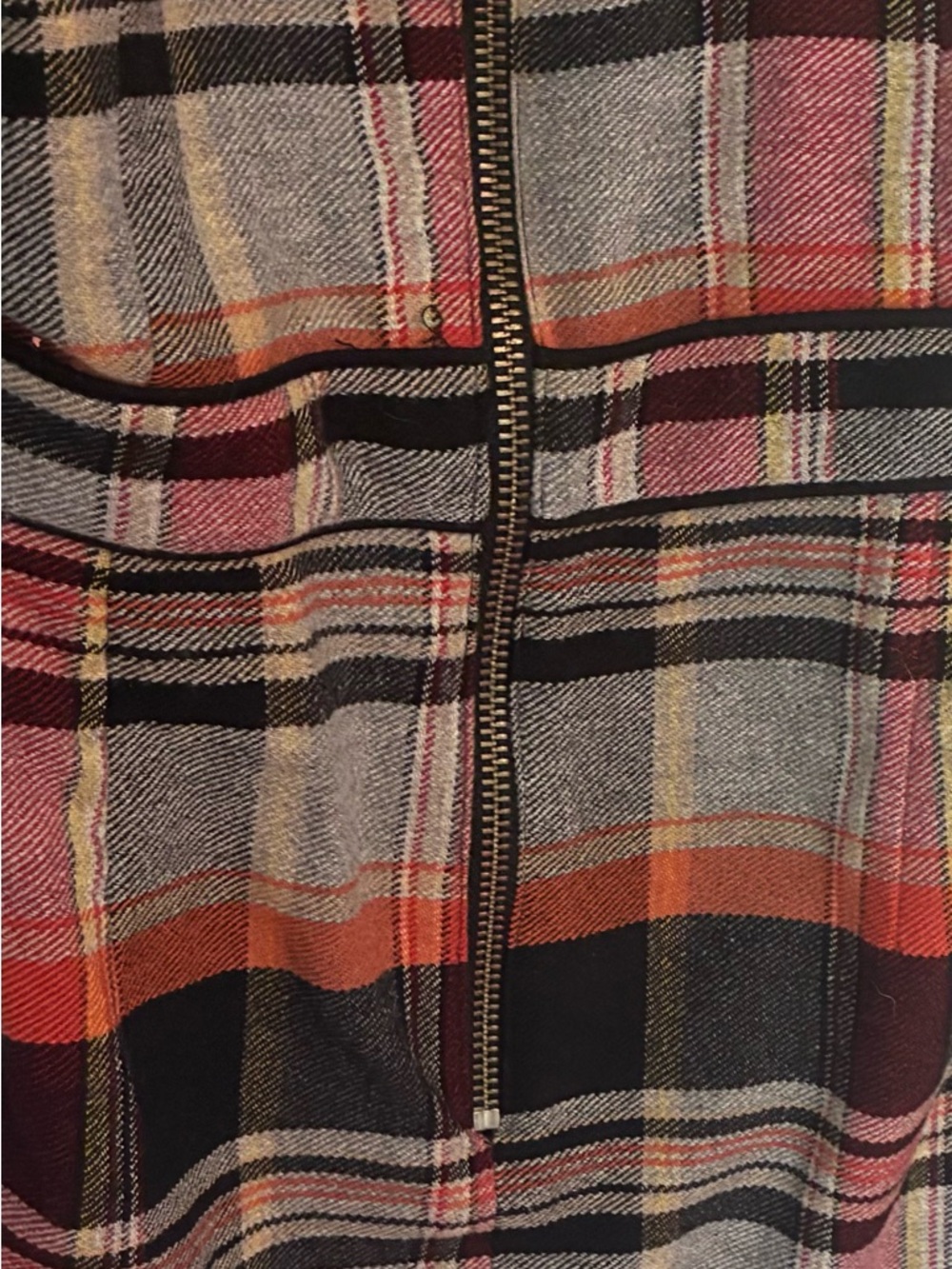 French Connection Strapless Plaid Dress in Navy, Red, Gray - Picture 7 of 7